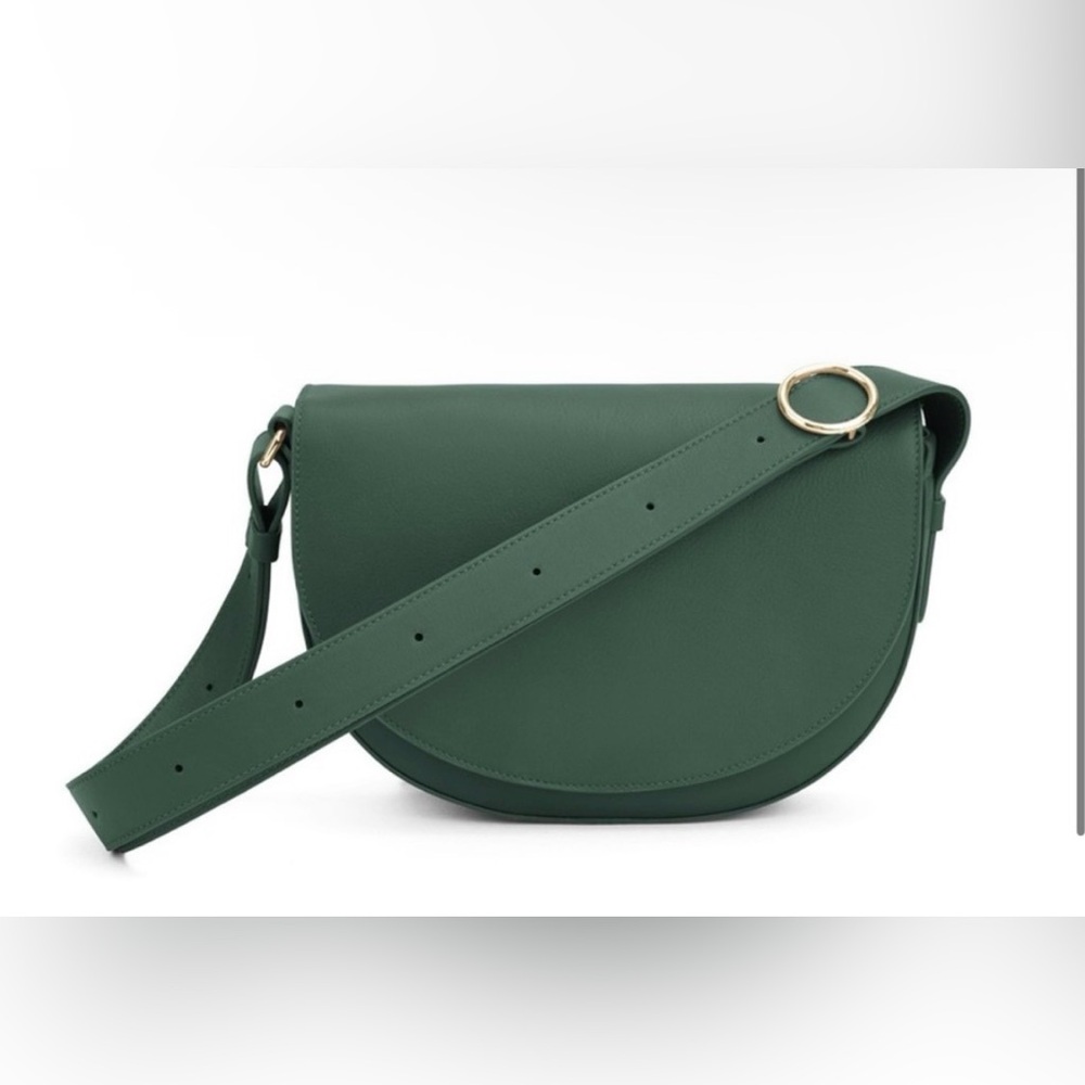 Cuyana Half Moon Green Leather Handbag